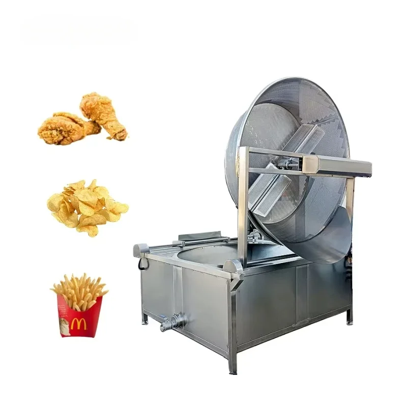 Industrial Round Automatic  Frying Machine Batch French Fries Potato Chips Fish Chicken Stirrer