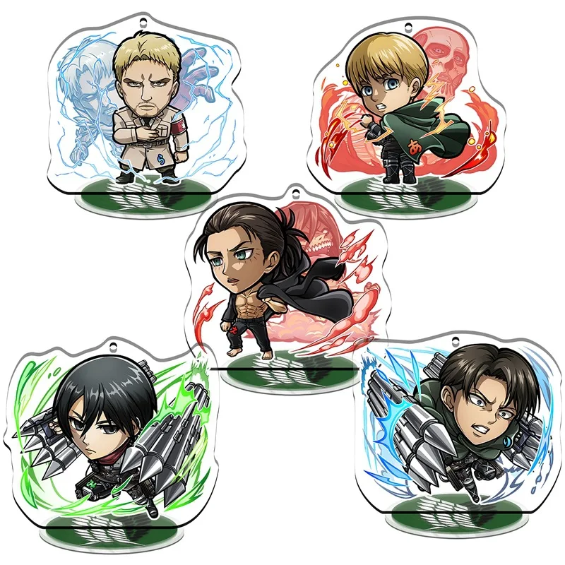 Attack On Titan Season 3 Survey Corps Levi Eren Mikasa Merchandise Acrylic Charms Chibi Stand Model Plate Accessories Keychain