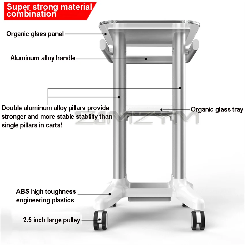 Beauty Instrument Trolley Desktop Rolling Trolley Multifunctional Dental Cart Acrylic Small Bubble Medical Cart