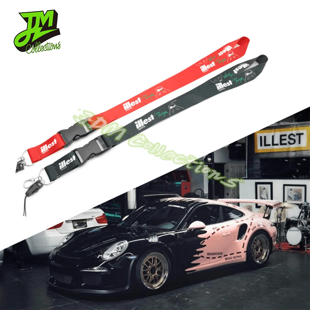 JDM Style Car Neck Lanyard Cell Phone ID Card Hanging Rope JDM Style Neck Straps Creative Auto Keychain Lanyard Accessories