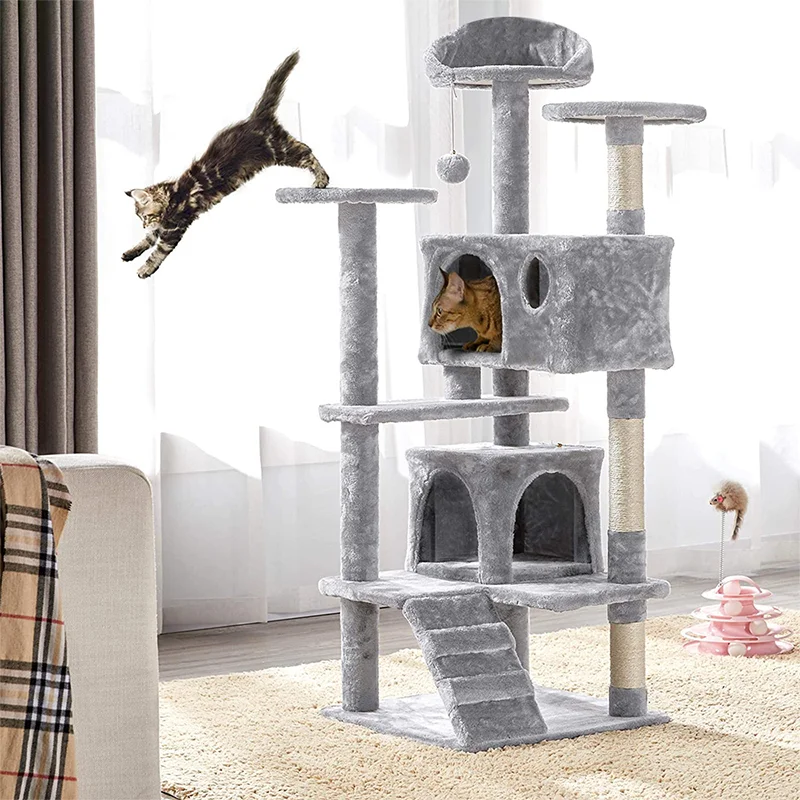 Cat Tree Cat Tower Plush Cat Condo Cat Tree House with Scratching Post Perches Caves with Cat Toy Cat Accessories Pet Supplies