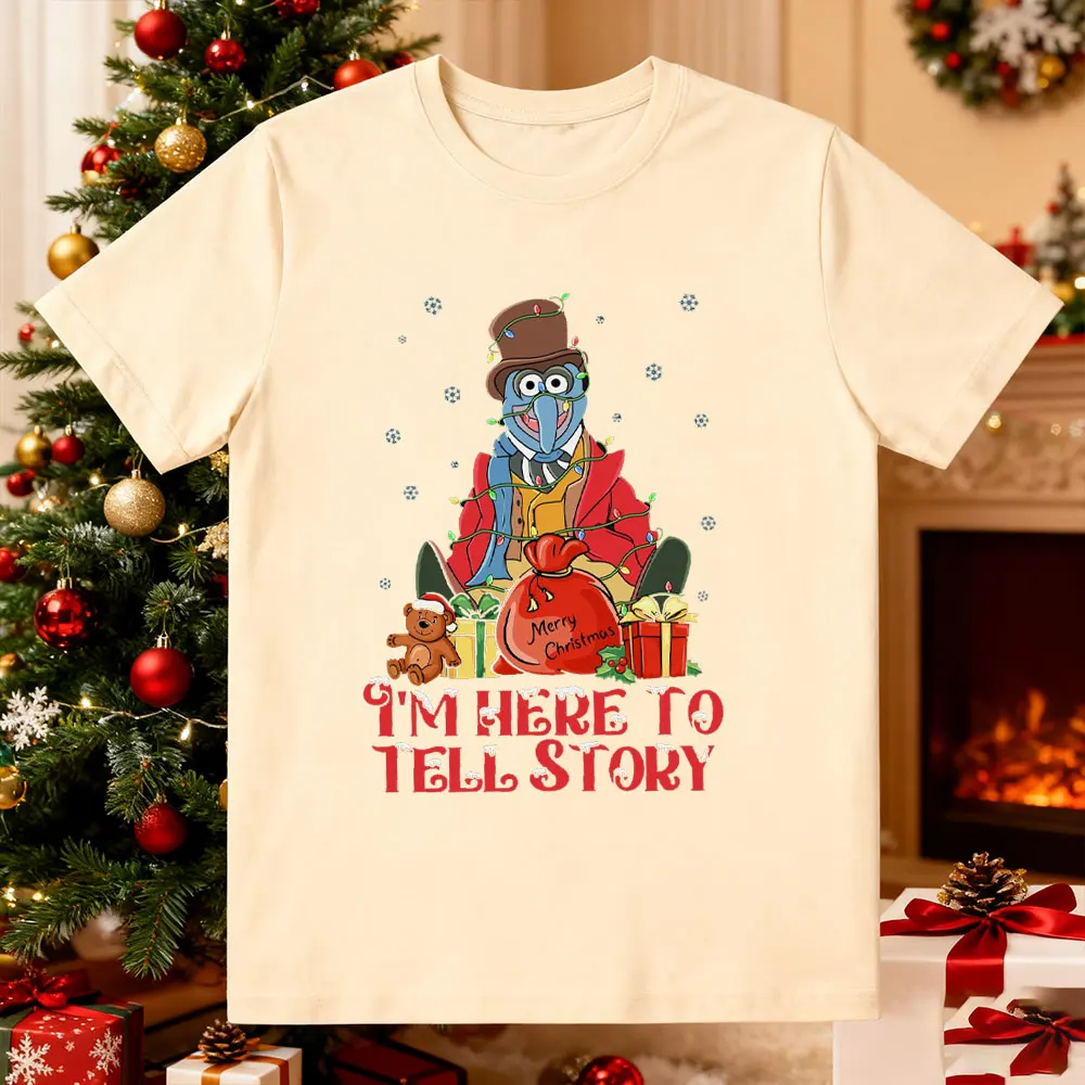 الدمى المتحركة عيد الميلاد كارول القطن قميص جونزو و ريزو أضواء عيد الميلاد عيد الميلاد زوجين قمصان عيد الميلاد الأسرة مطابقة تي شيرت