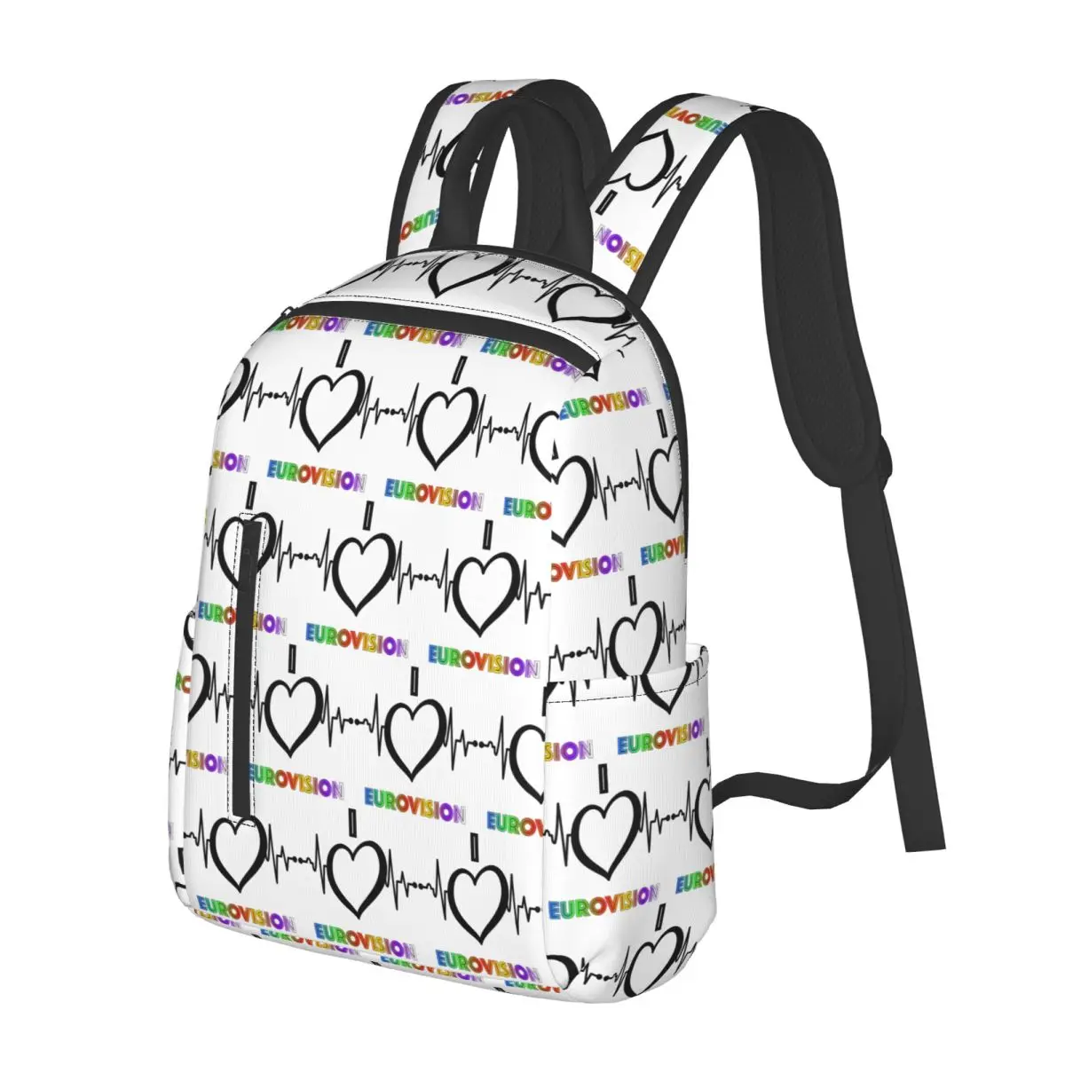 

I Love Eurovision - Rainbow Pattern Student Backpack School Bag Hiking Travel Daypack for Boys Girls Bookbag Shoulder Bags