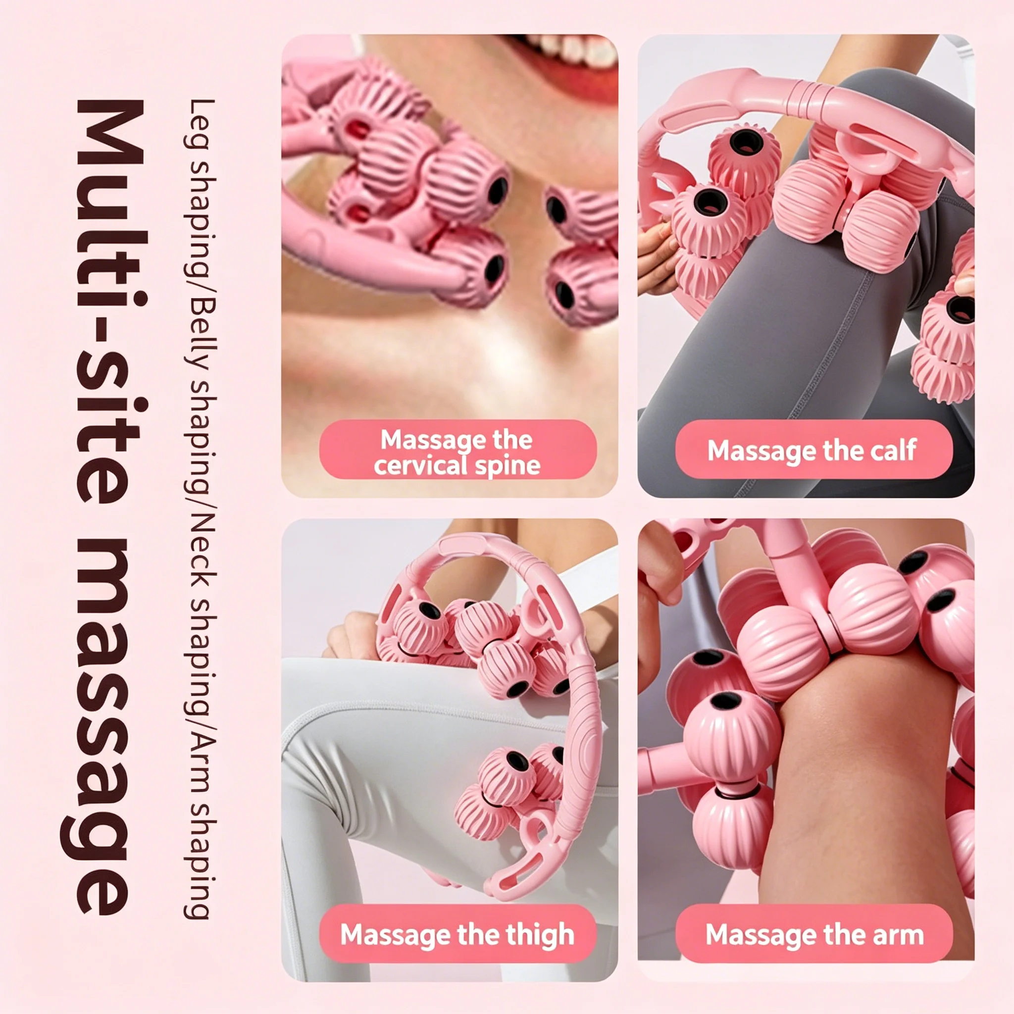 16 Wheels Double Layer Leg Massager Ring 360° Full Body Muscle Relaxation Tool for Neck Arm Calf Thigh Relief