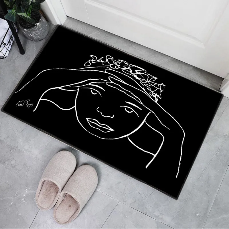 Carrol Boyes Black and White Sketch Abstract Figure Mat Non-slip Floor Mats for Home Bathroom Toilets  Small Rug for Bedroom