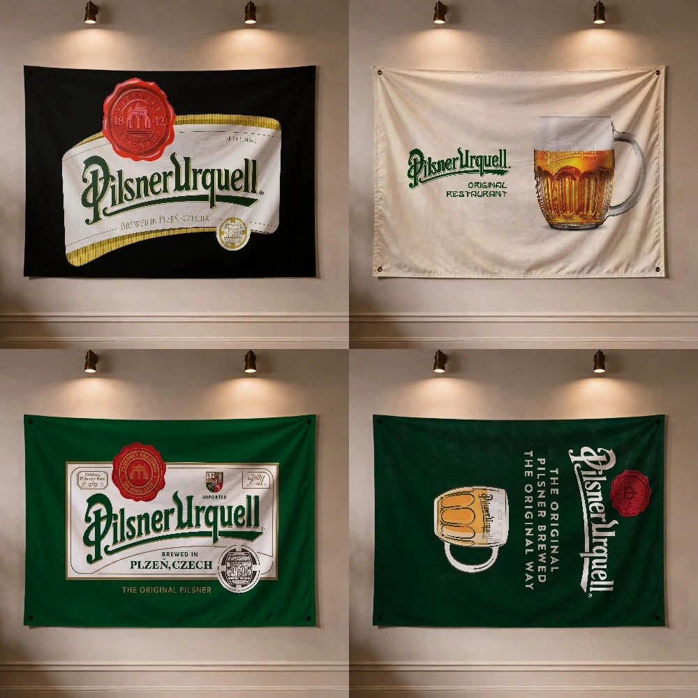 P-Pilsner U-Urquell Beer Brand Flag Decoration Outdoor Picnic Party Art Hanging Home Camping Party Banner
