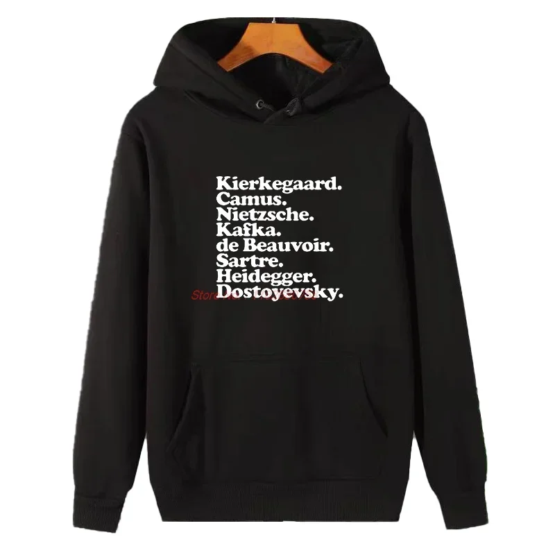 Kierkegaard Fashion Graphic Hooded Sweatshirts Winter Thick Sweater Hoodie Suitable For All Ages Fleece Hoodie Male Clothes