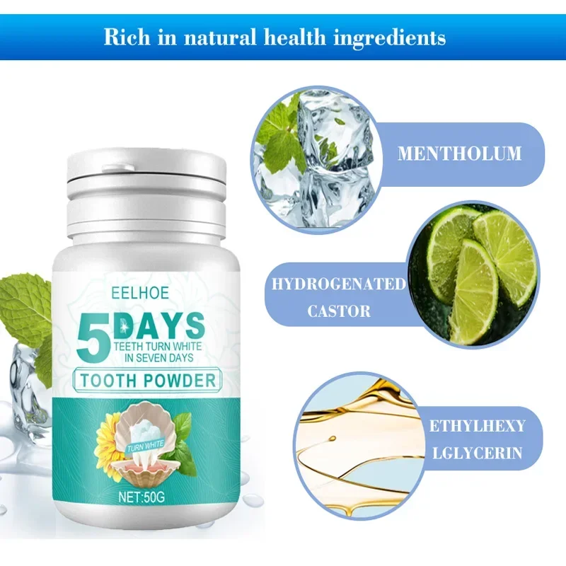 5 Day Teeth Whitening Powder Remove Plaque Stains Toothpaste Deep Cleaning Fresh Breath Oral Hygiene Dentally Tools Teeth Care