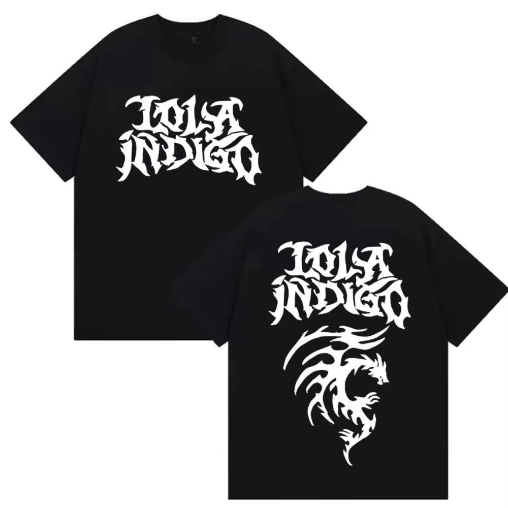

Singer Lola Tour Indigo Double Sided Print T Shirt Men Women Clothing High Quality Fashion T-shirts Summer Oversized Cotton Tees