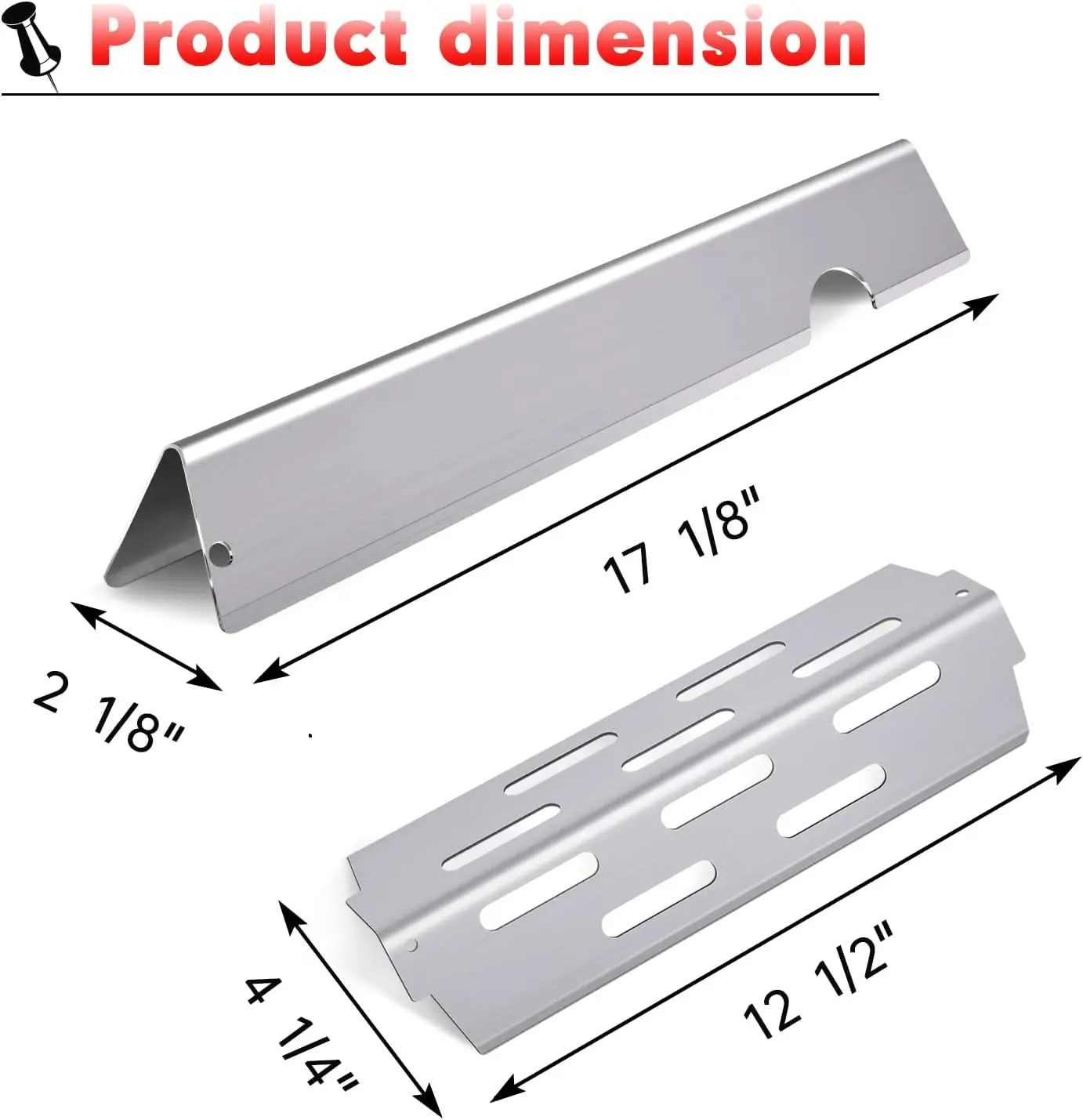 Grill Flavorizer Bars Heat Deflectors BBQ Gas Grill Replacement parts for  17” Stainless Steel Flavor Bars