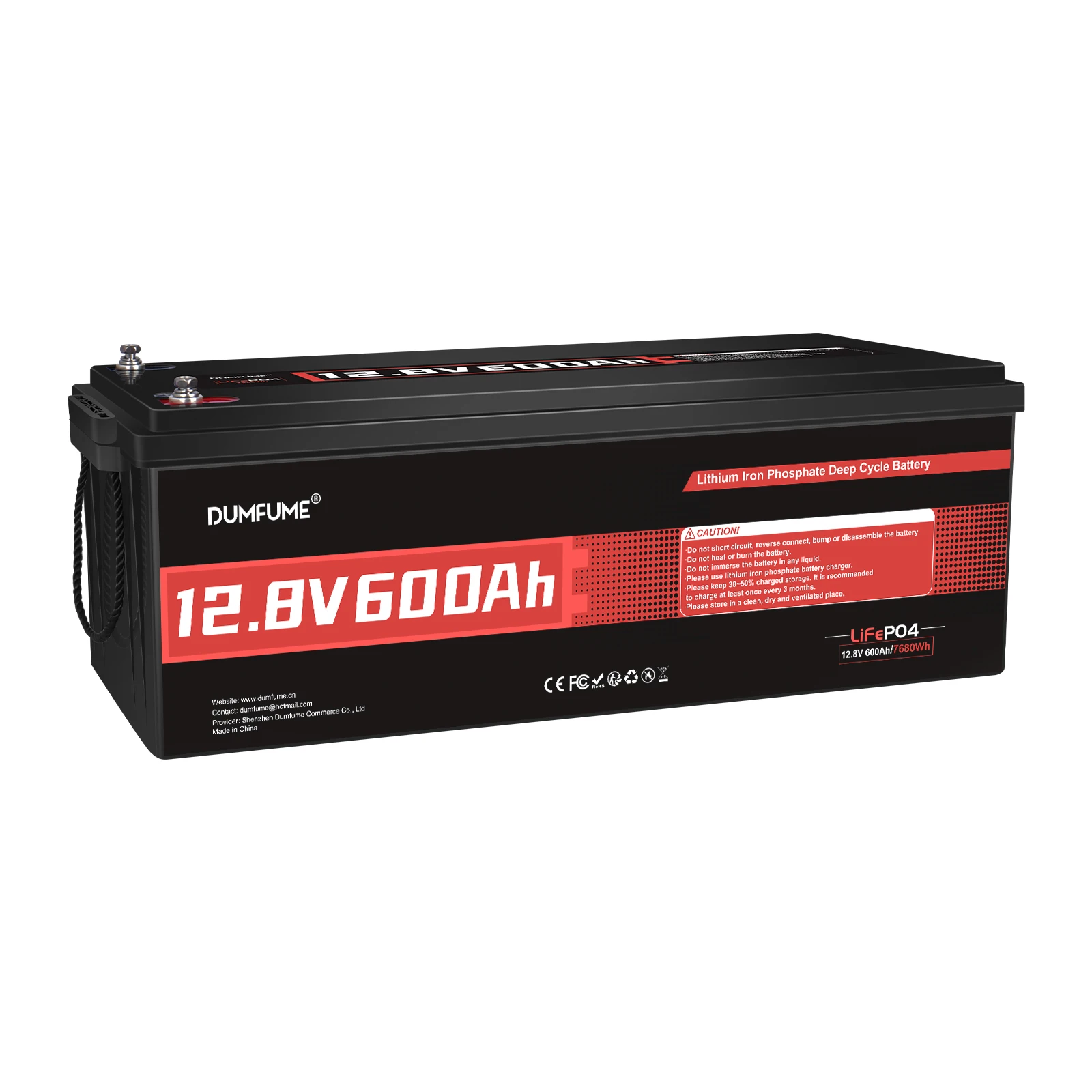 

Dumfume 12V 600Ah LiFePO4 Lithium Battery Built In 200A BMS 7680W Power Output Home Backup Energy RV Solar System Motorcycle