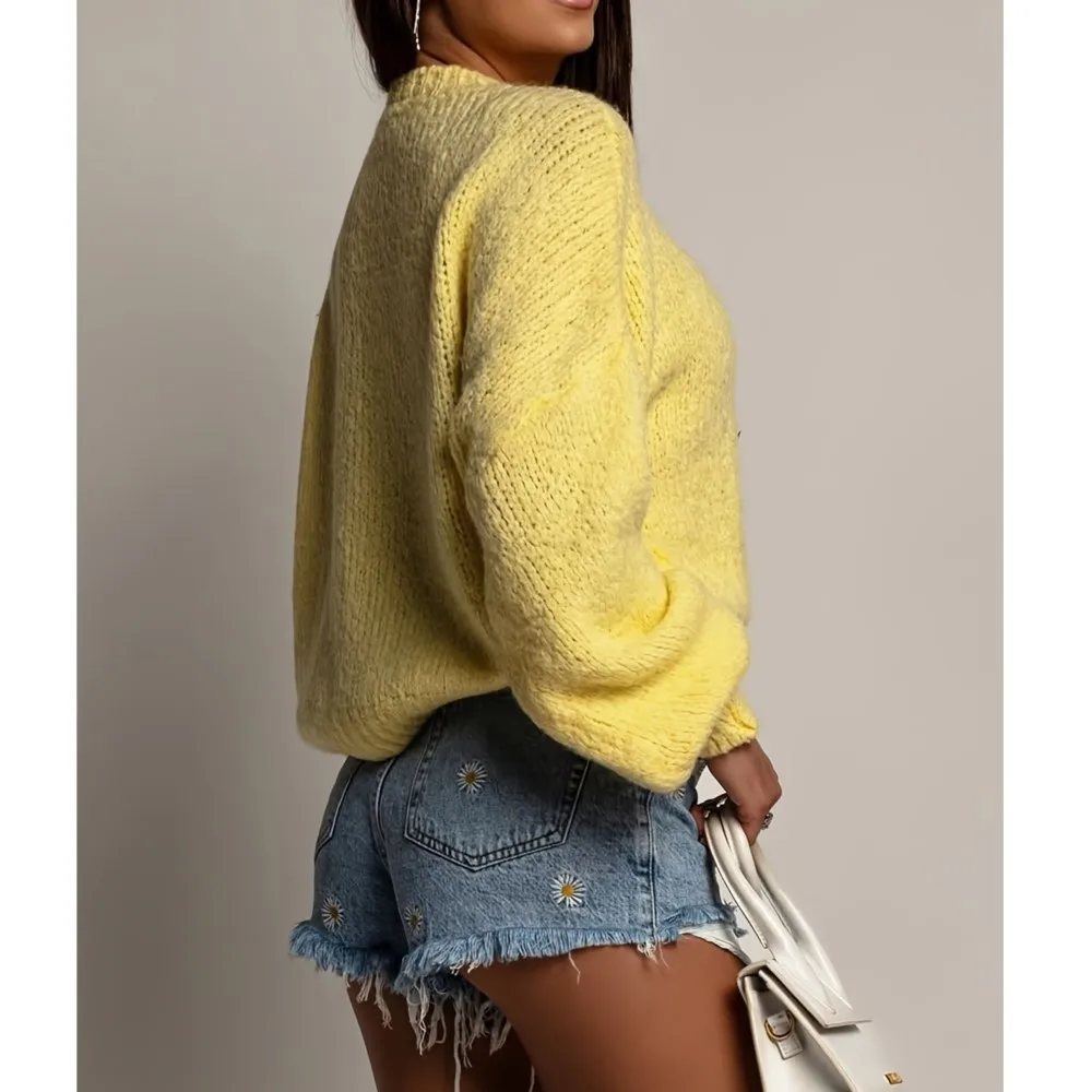 MsChuh Women's Jumper Comfortable All-match Loose Simple Sweater Playful Temperament Commuting Homewear Long Sleeves Round Neck 5