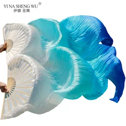 100% Real Silk Belly Dance Fan 1 Piece Right Hand Dyed Silk Belly Dance Long Fan Dance Practice Performance Silk Fans 20 Colors