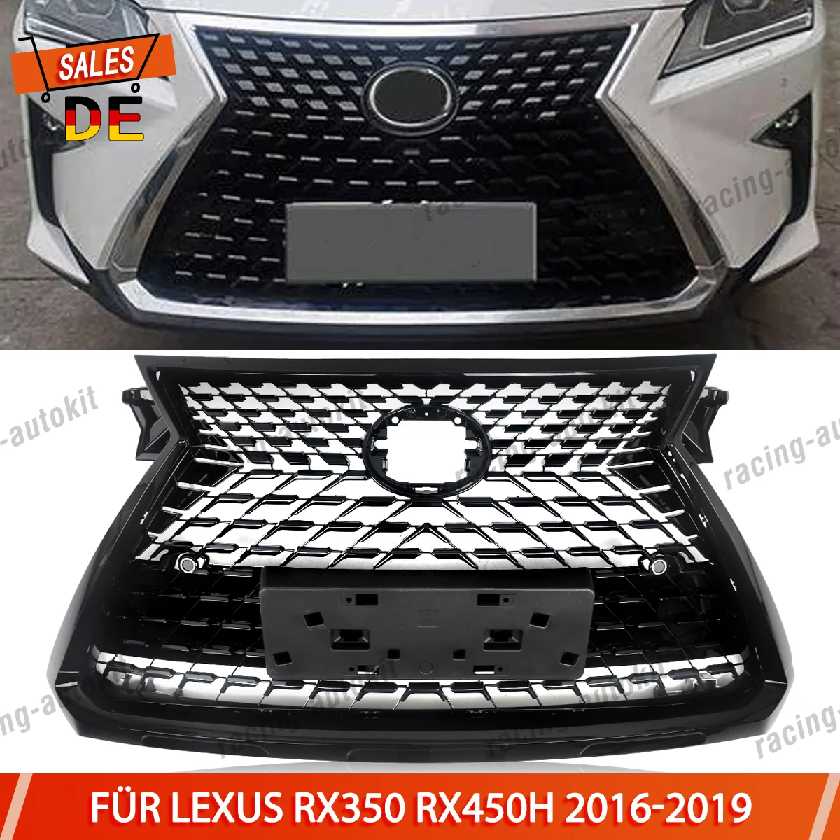 

MAGICKIT For RX350 RX450H RX350L 2016-2019 Front Upper Grille Base Sport With Trim Molding CAR Accessories Chrome & Black