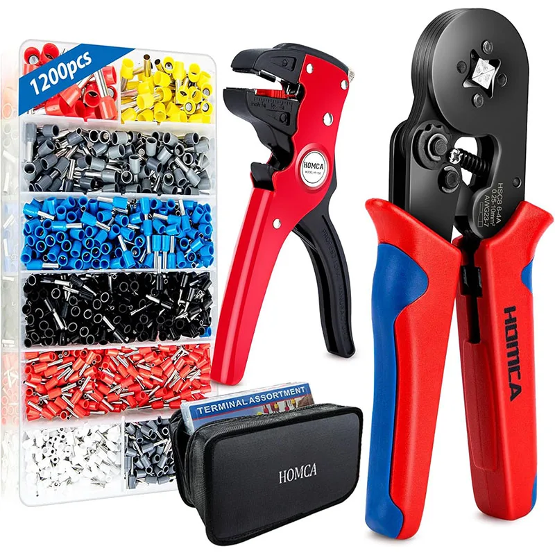 Crimp pliers Vein Cases Set for 0.25-10 mm² with 1200 PCs Vein Cases, Vein Cases pliers wire stripper Set, Crimp pliers and