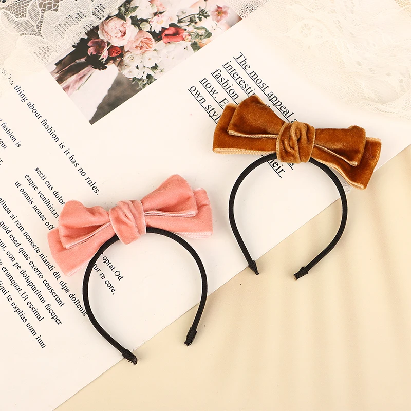 

Mini Bow Ribbon Headband For Dolls DIY Dollhouse Velvet Hair Hoop Mercerization Headwear Doll Accessories Multiple Colors