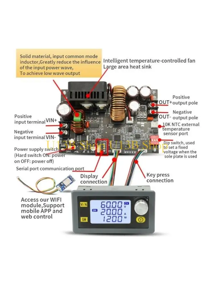 U13B XY6020L DC-DC 20A 1200W Step-Down Converter 6-70V to 0-60V Power Module