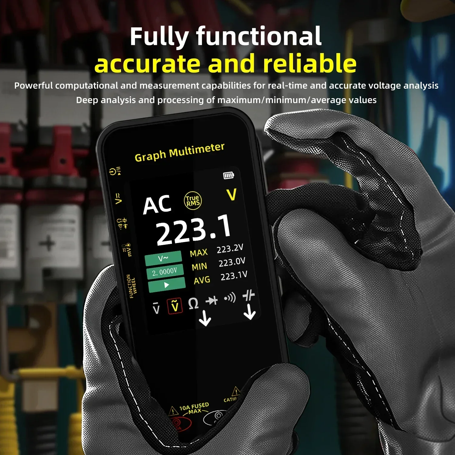 Intelligent Digital Multimeter Voltage Waveform Recording Current Temperature Tester Rotatable Display Screen