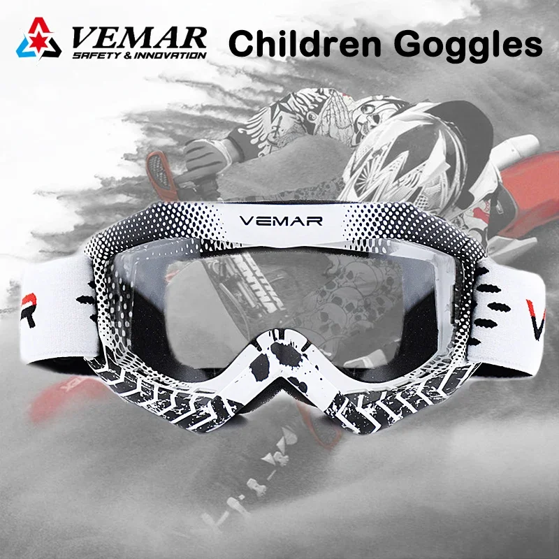 

VEMAR дышащие детские мотоциклетные очки, противотуманные линзы для ПК, ветрозащитные очки для мотокросса для пыльных троп, аксессуары для байкеров по грязи