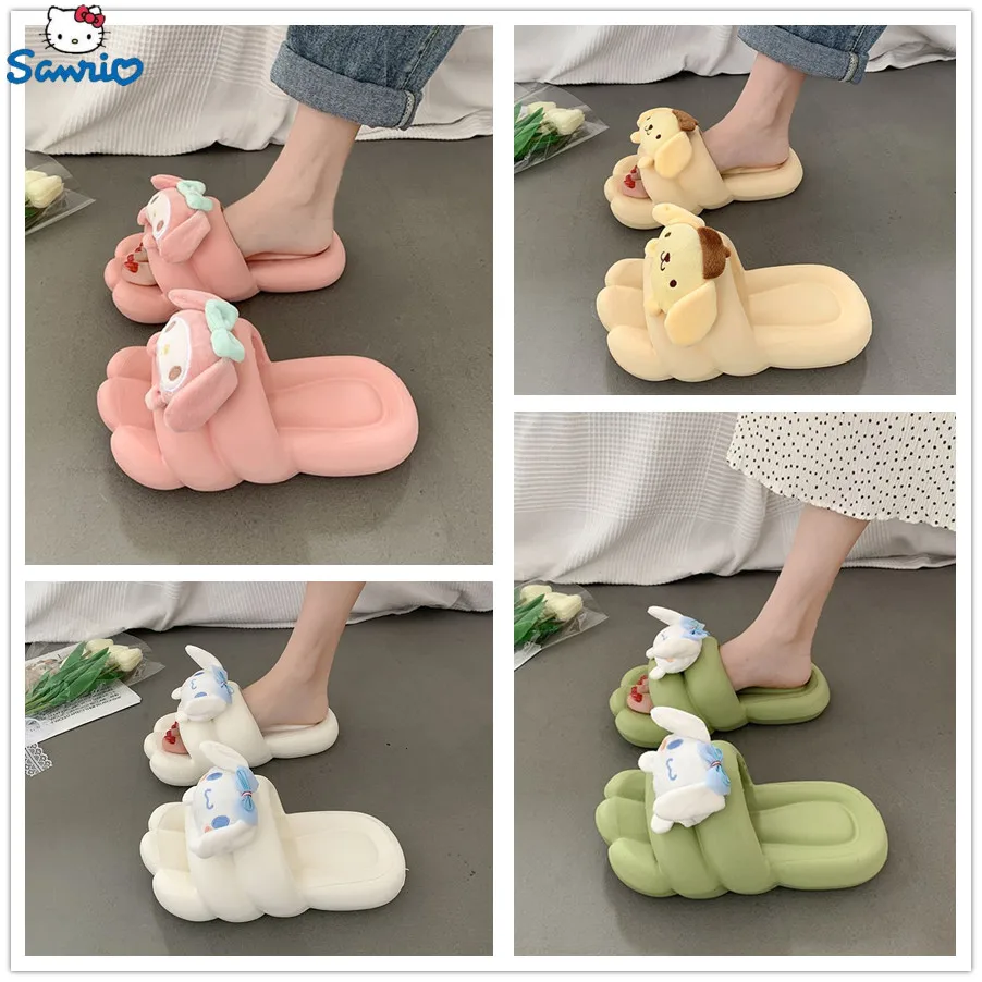 Sanrio Cinnamon Dog Women'S Slippers Thick Sole With Non-Slip Feel Summer Outerwear Anime Peripheral Cute Sandals Sweet Fairy