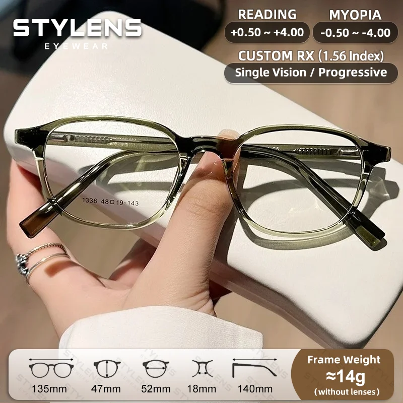 STYLENS Trendy Cat Eye Reading Glasses Women Blue Light Blocking Myopia Glasses Anti-Reflective Prescription Hyperopia Gasses