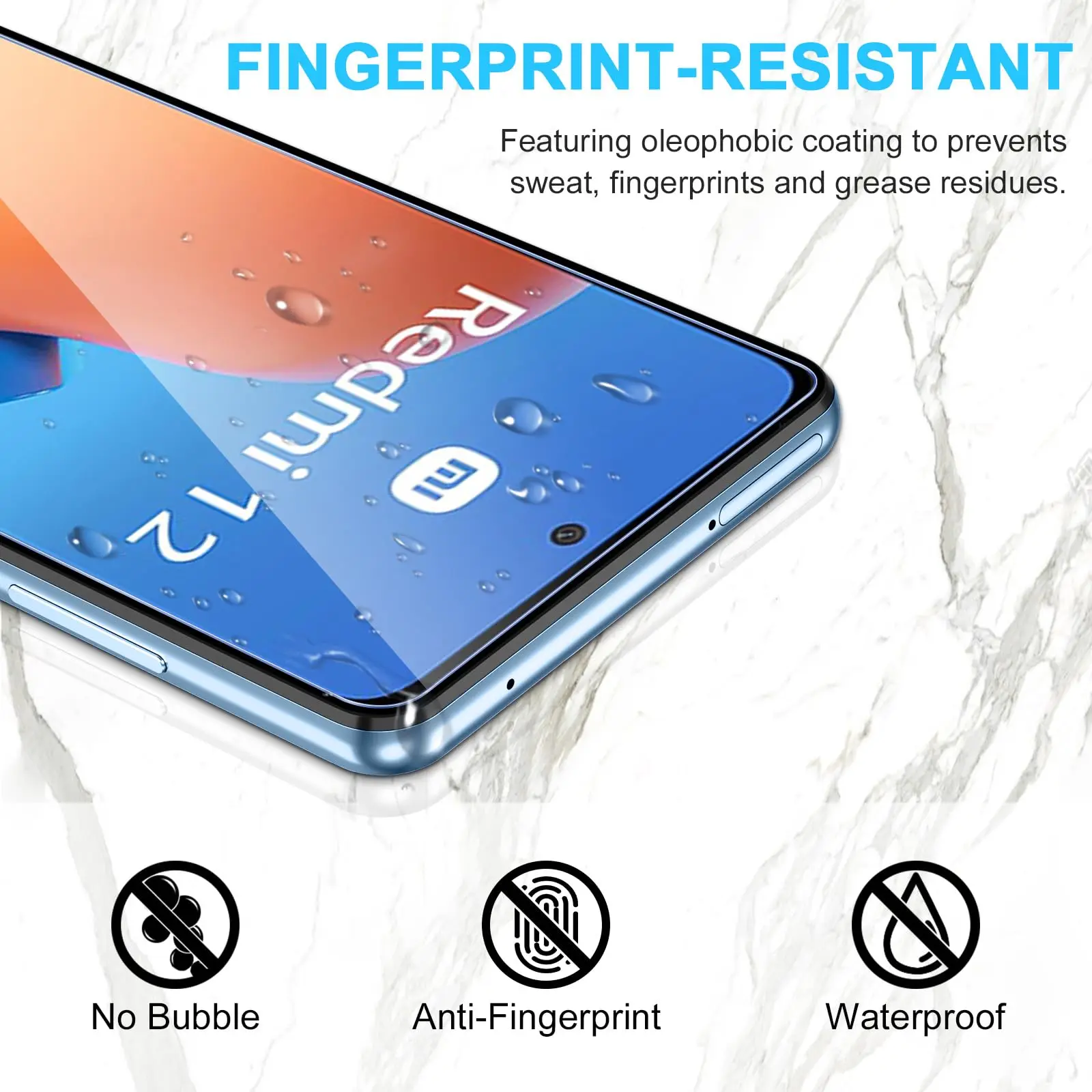 Screen Protector For Redmi 12 Xiaomi, Tempered Glass HD Crystal 9H Anti Scratch High Aluminum Case Friendly