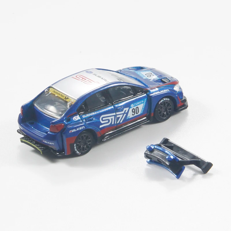 TAKARA TOMY modelo de aleación de simulación caja negra insignia TP24 Subaru WRX coche de rally deportivo, juguete para niños, regalo de vacaciones para niños