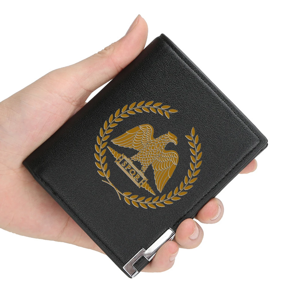 

New arrivals Roman Empire Eagle SPQR Mission Printing Pu Leather Wallet Men Women Billfold Credit Card Holders Short Purses