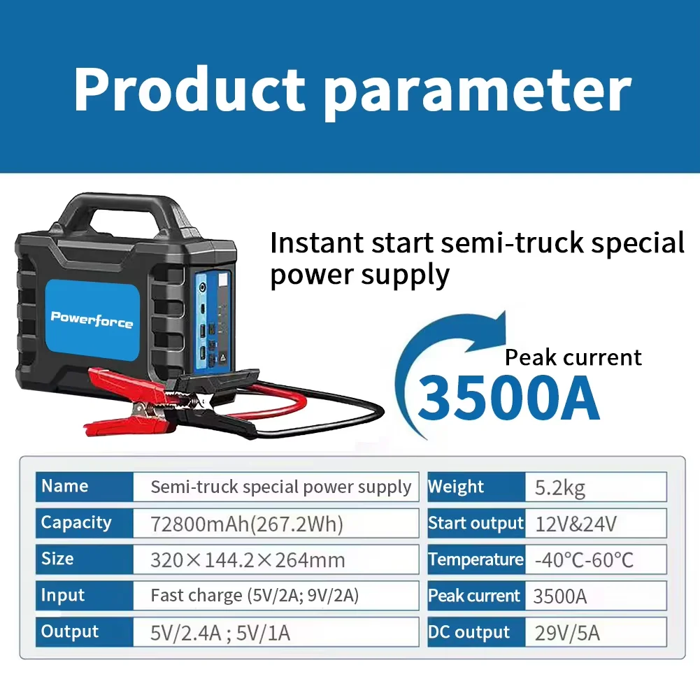 COSSIFTW OEM ODM Service Wholesale Jump Starter 12V/24V 3500A Battery Booster Jump Pack for Heavy Duty Semi Truck