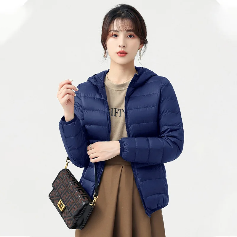 

2025 Winter Women's Lightweight Down Cotton Coat Korean Loose Fit Hooded Jacket Versatile Plus Size Warm Cold-Proof Outerwea