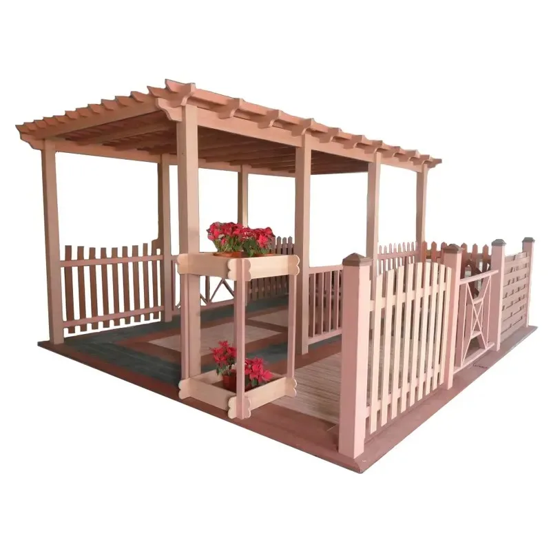 Custom Waterproof Fixed Roof Outdoor Rust Proof WPC Gazebo for Backyard Factory Direct