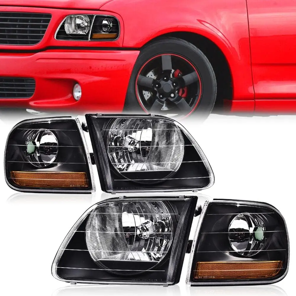 Headlight, Compatible with 1998-2003 Ford F150/ 2004 F150 Heritage/Fit 1997-2002 Expedition/Fit 1998-1999 F250 w/o Bulbs Clear L