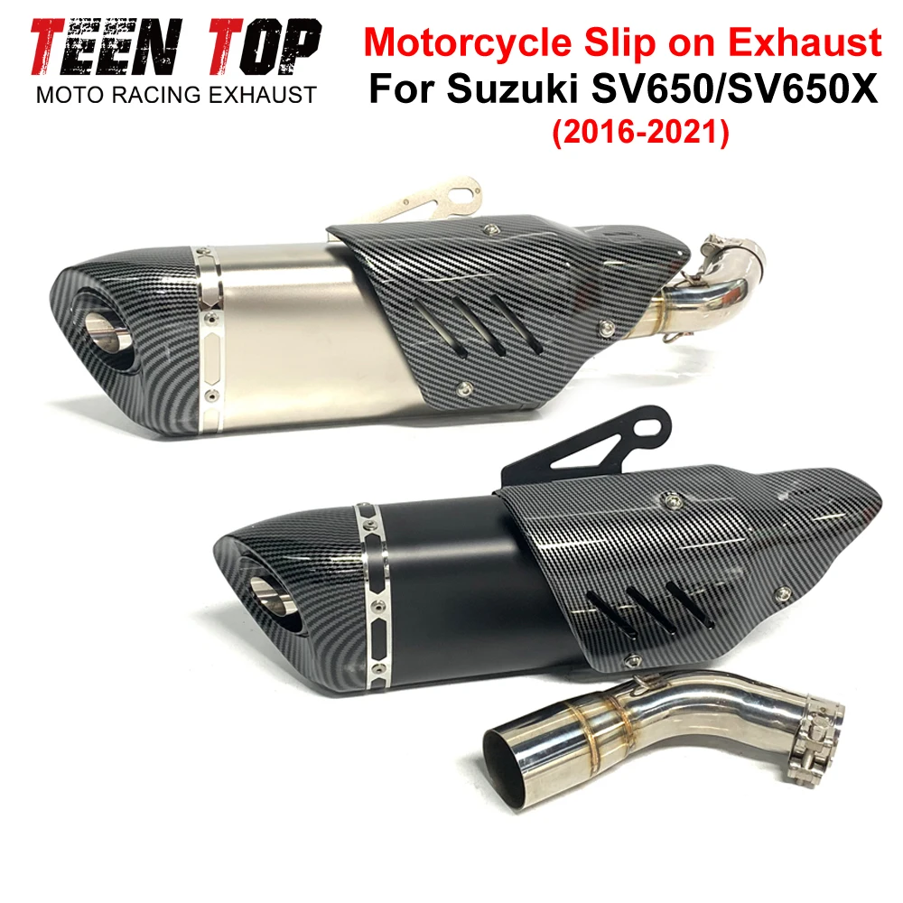 Motorcycle Universal Exhaust Muffler For SUZUKI SV650 SV650X 2006-2021 Slip-on Exhaust Connection Pipe Stainless Steel Mid Tube view 2