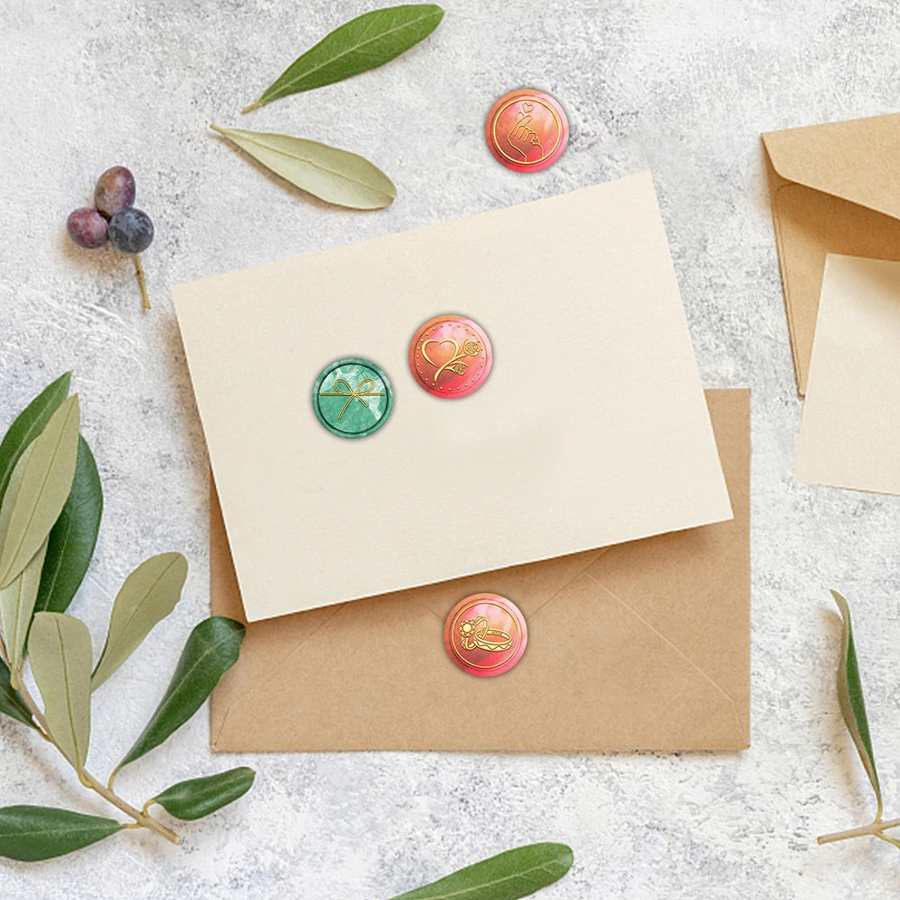 Valentine\'s Day Theme Patterns Wax Seal Stamps Ring Removable Round Brass Stamp Heads for Decorating Wedding Parties,Invitations