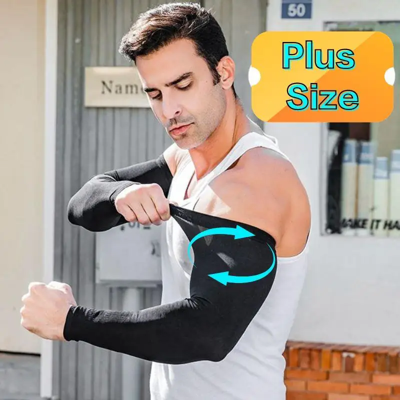 1 Pair Summer Cooling Arm Sleeves For Strong Man Outdoor Sports Ice Silk Breathable Anti UV Sun Protection Gloves Armguards