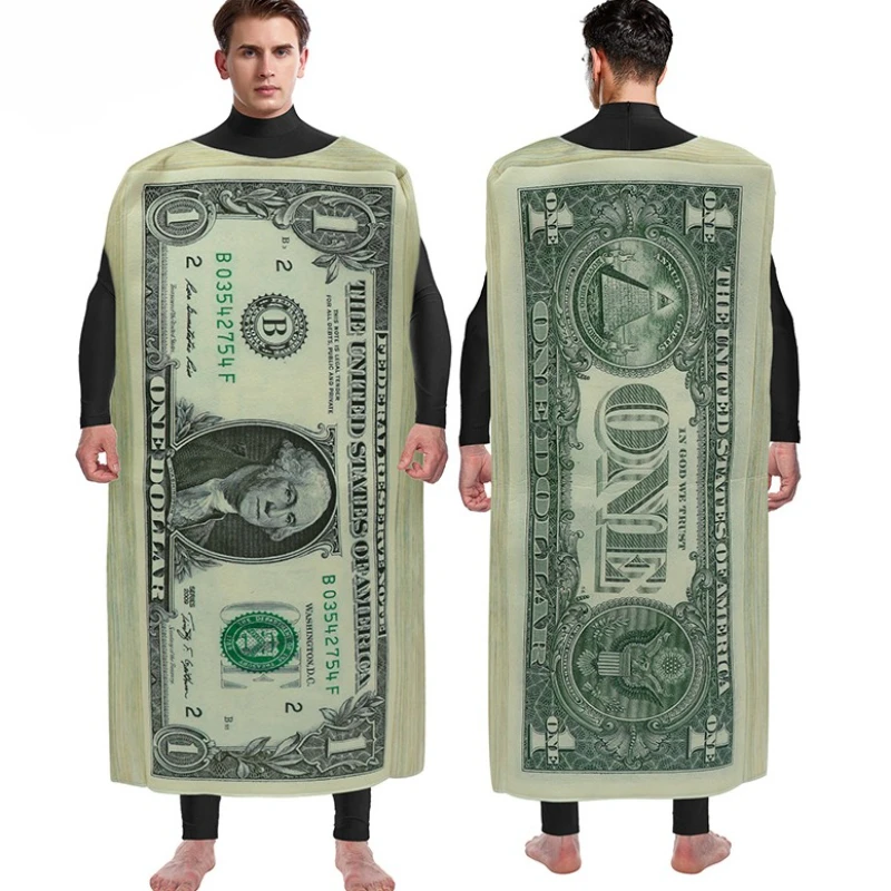 

New Funny Money Costume - Dollar Print Halloween Cosplay Outfit for Adults (Bar & Party Edition)