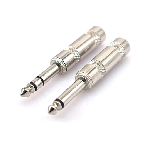 Imagen 2 del producto 1 Uds. Conector Jack Mono niquelado de 6,35mm Cable de soldadura adaptador de Audio DIY enchufe macho de 6,3mm para guitarra