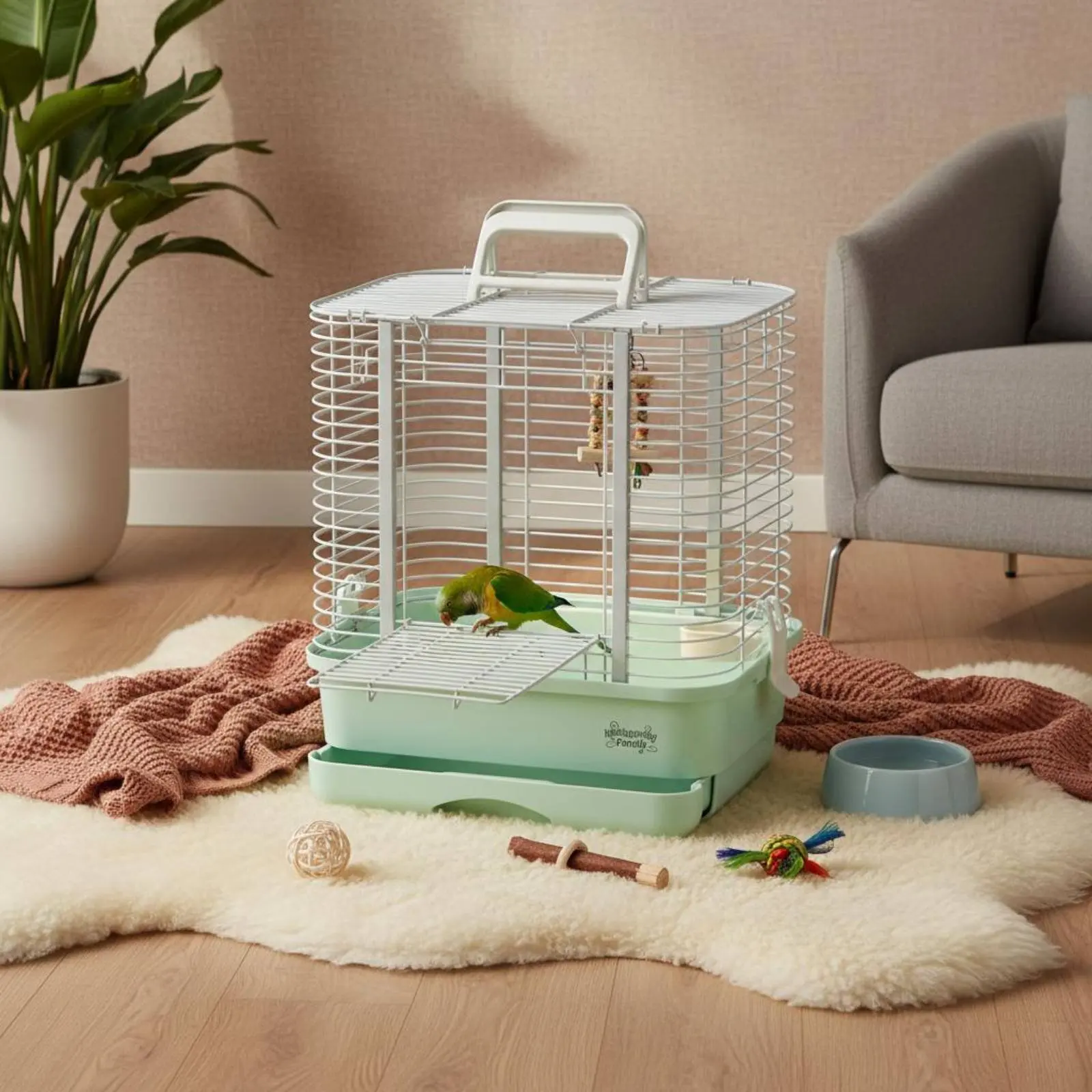 

Parrot Enclosure Drawer Tray Avian Hotel Travel Bird Carrier Sturdy Pet Housing Top Handle for Outdoor