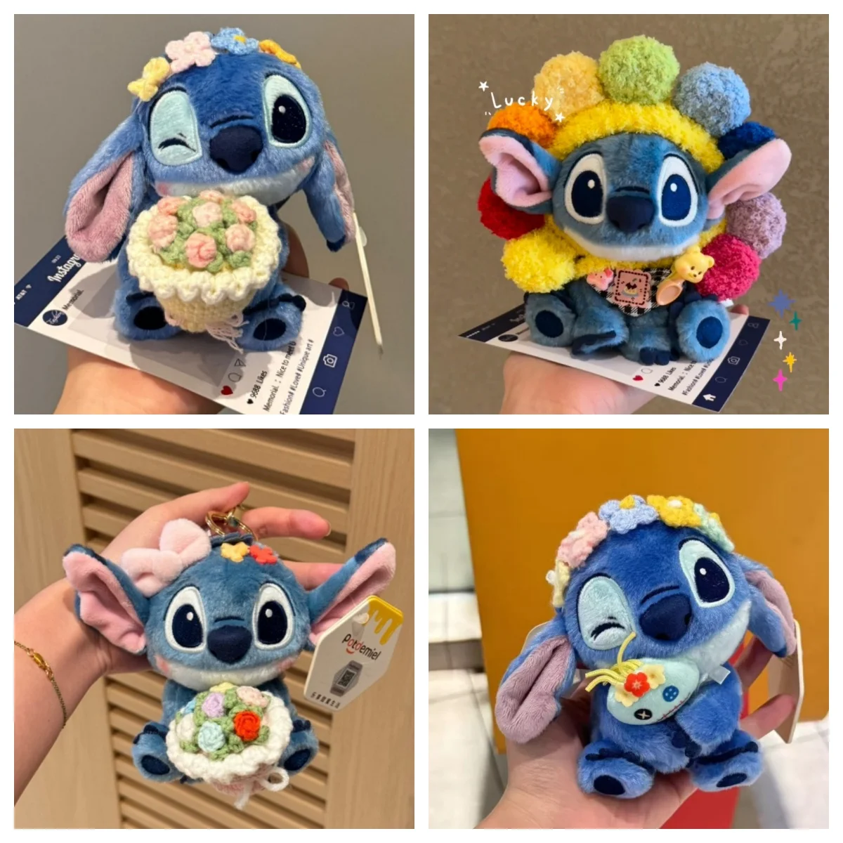 New Styled Stitch (blumen haltend) Plüschpuppen-Schlüsselanhänger – süßes Rucksack-Accessoire, perfektes Geschenk für Freundin