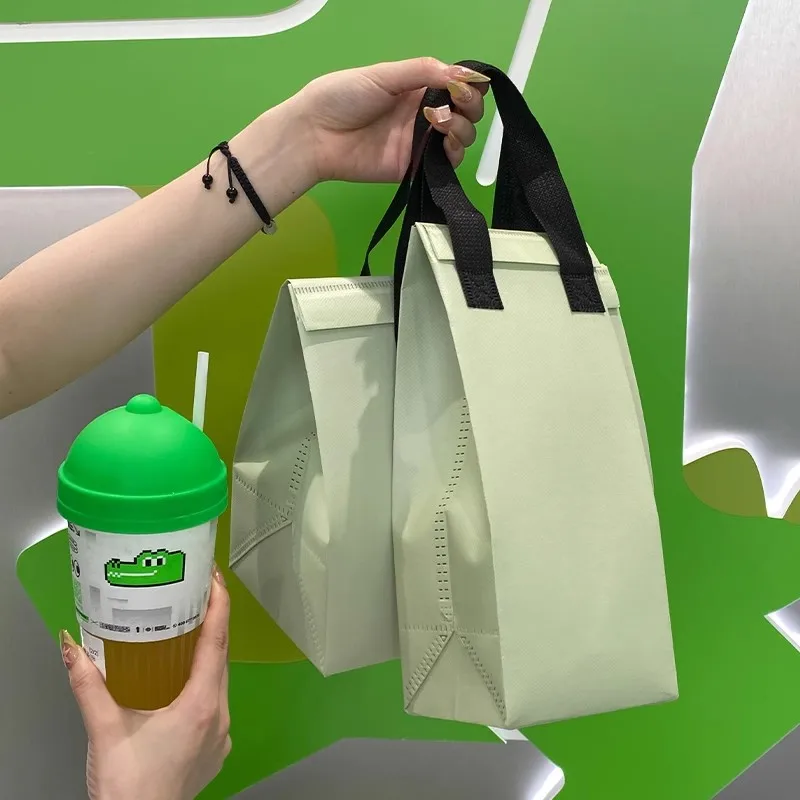 10pcs Green Non-Woven Insulated Tote Bags – Portable Reusable Meal Carrier Pouches for ... - SKU NITB1612 - UGI Packaging