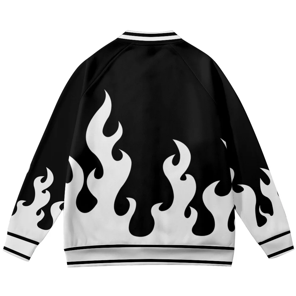 New flame Print Harajuku Baseball Sweatshirt Casual Baseball Jacket Men/Women streetwear winter Clothes