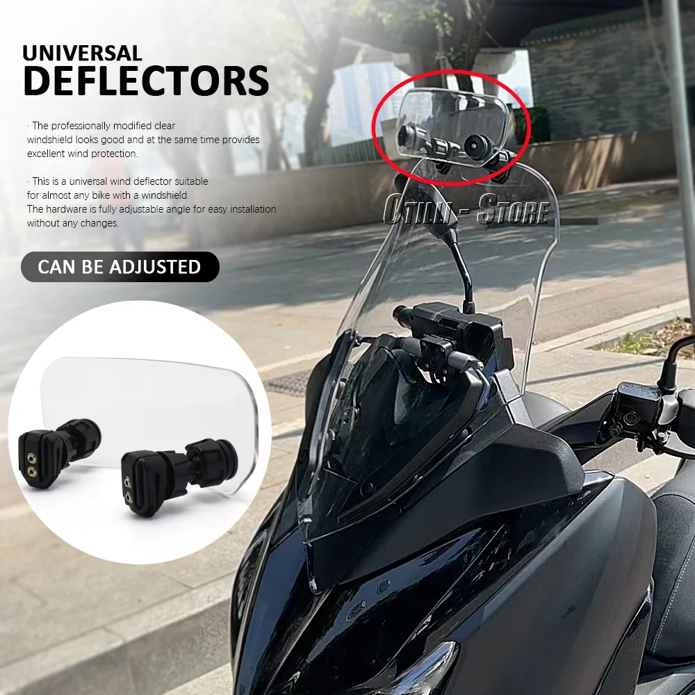 

Motorcycle Universal Windshield Extension Adjustable Spoiler Clamp-On Windscreen Wind Deflector For BMW Kawasaki Yamaha Honda