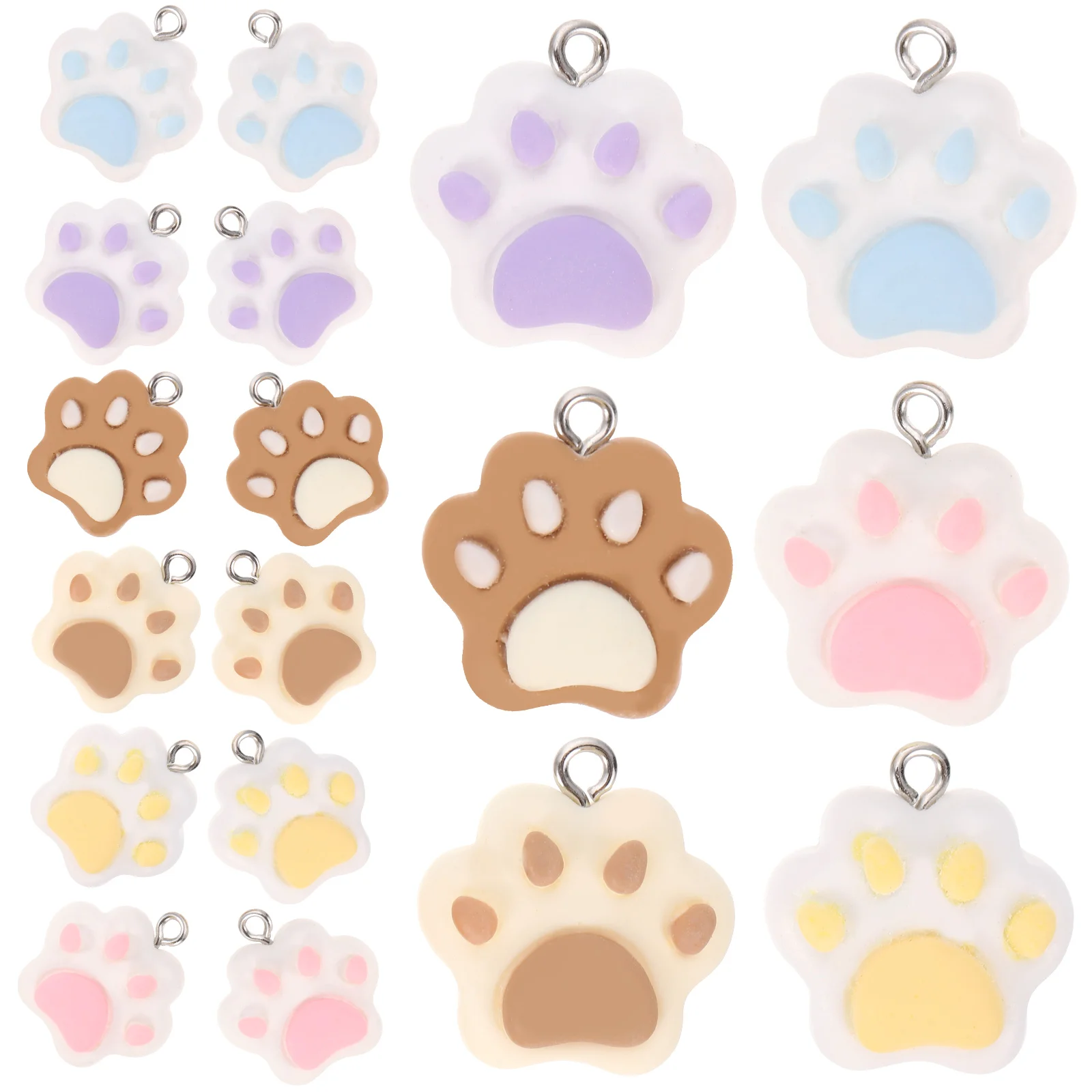 

18 Pcs Paw Resin Accessories Paws Flatback Print Charms Animal Footprint Pendants