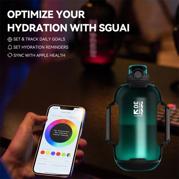 

1.3L Outdoor Smart Water Drinker New Design Large Capacity Tritan Water Bottle Straw USB Charging Electronic Reminder Leak-proof