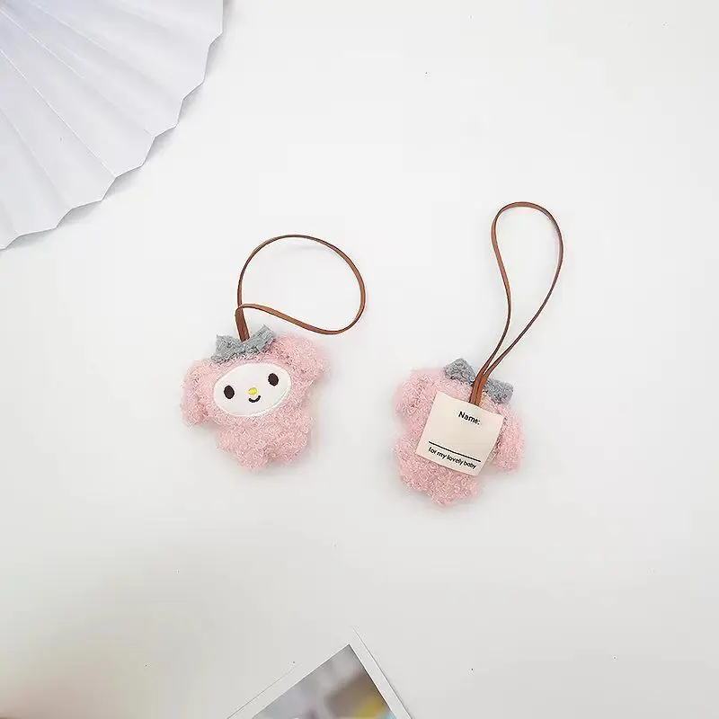 Kawaii Sanrio Cinnamoroll Kuromi Plush Pendant My Melody Name Anti Loss Plush Keychain Stuffed Toy Backpack Decoration Girl Gift