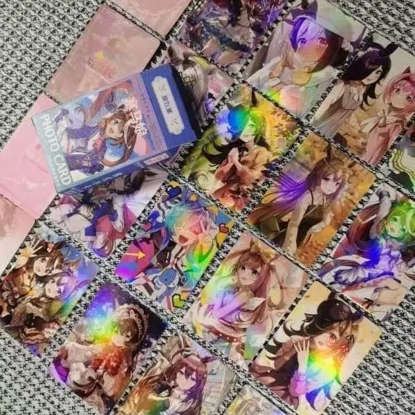 55PCS Anime Umamusume: Pretty Derby Special Week Laser Small Card Peripheral Sticker Photo Postcard Poster Photo Collection