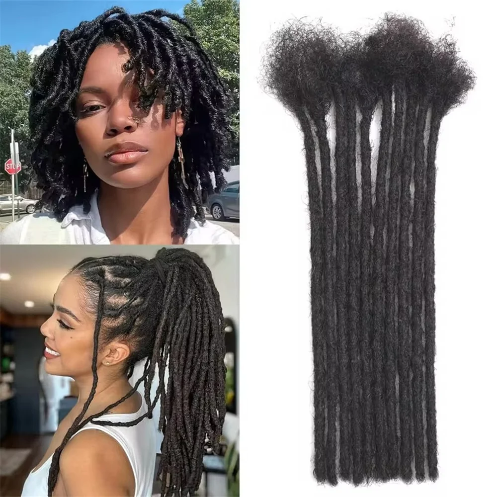 Loc Extension Human Hair 0.4cm Width 6 inch 40 Strands Full Handmade 100% Human Hair Dreadlock Extensions for Men Women