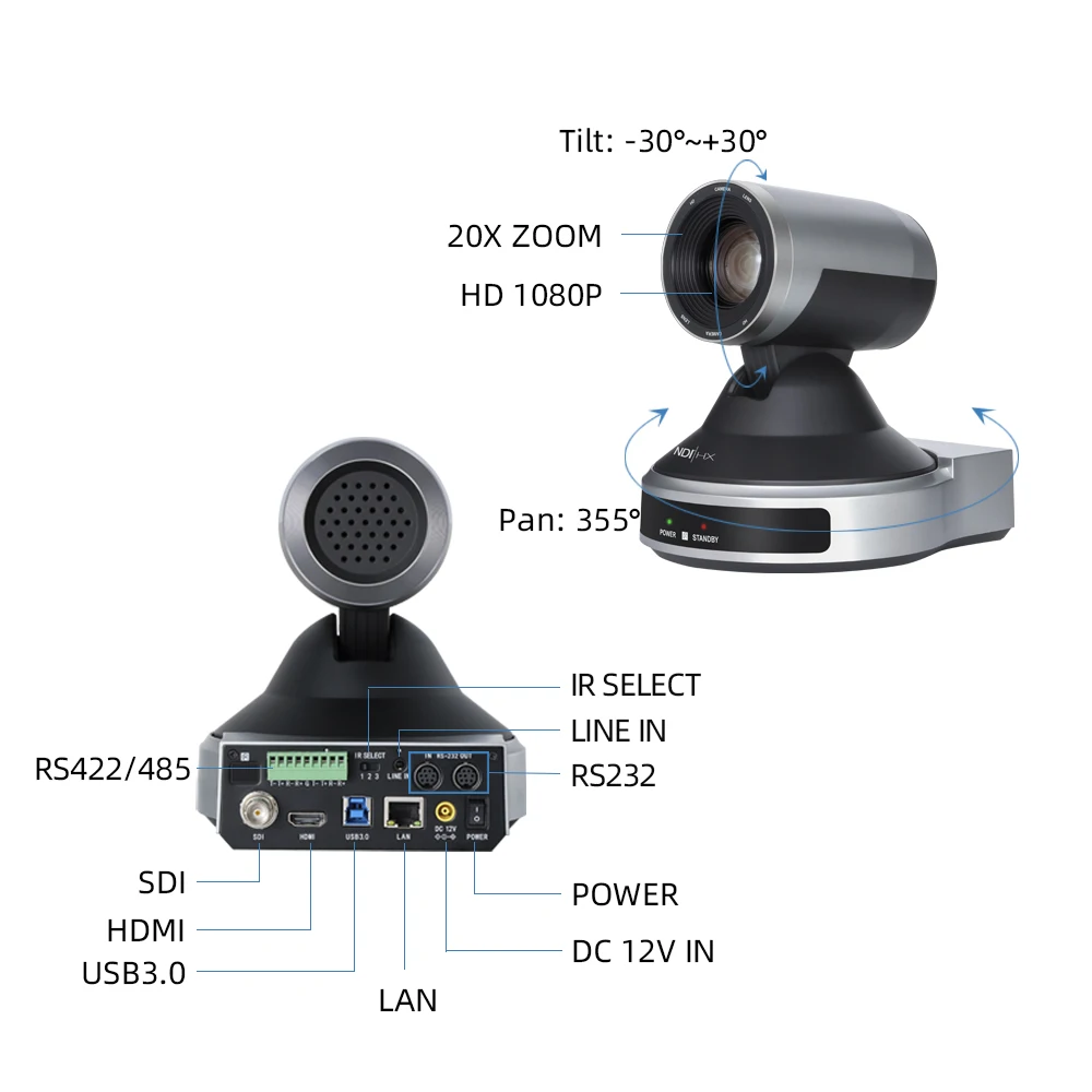 JJTS / katovision ndi ptz camera SDI HDM1 IP support RTSP RTMP for live streaming, usb video conference camera