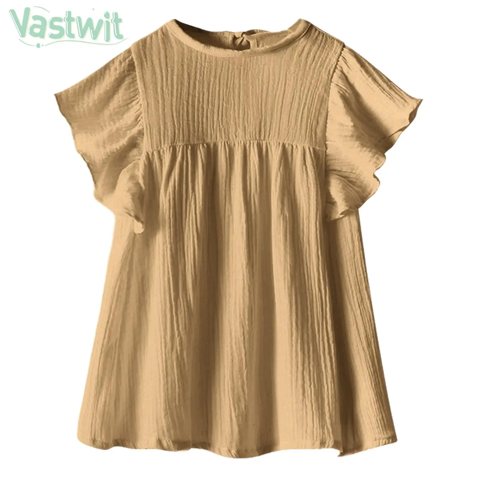 

Toddler Girls Casual Cotton Dress Summer Short Sleeve Solid Color Playwear Sundress for Party Daily School Beach Vacation Wear