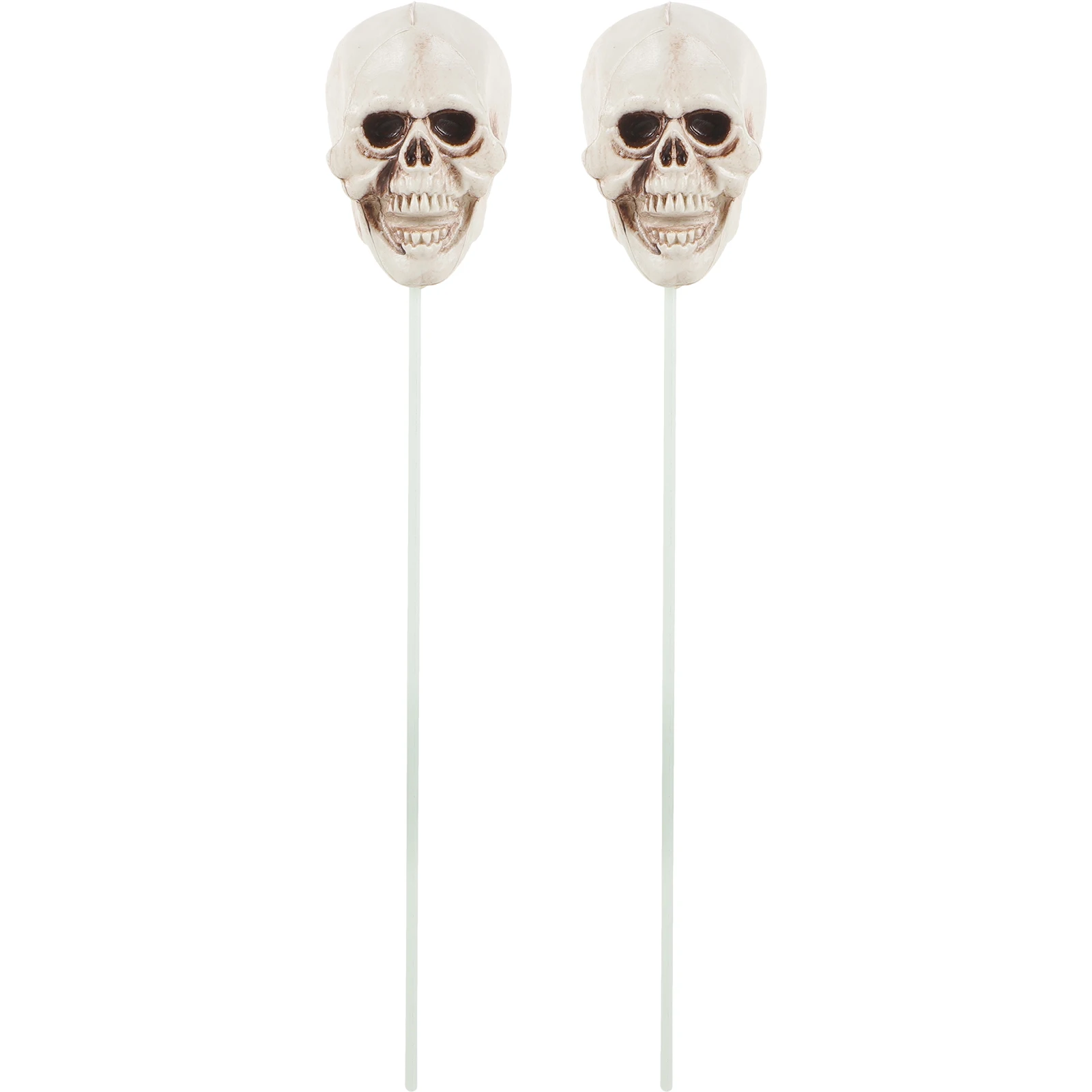 

2pcs Skull Head Decor Durable PVC Halloween Yard Stake Signs for Outdoor Garden Doorway Festive Atmosphere Decorations
